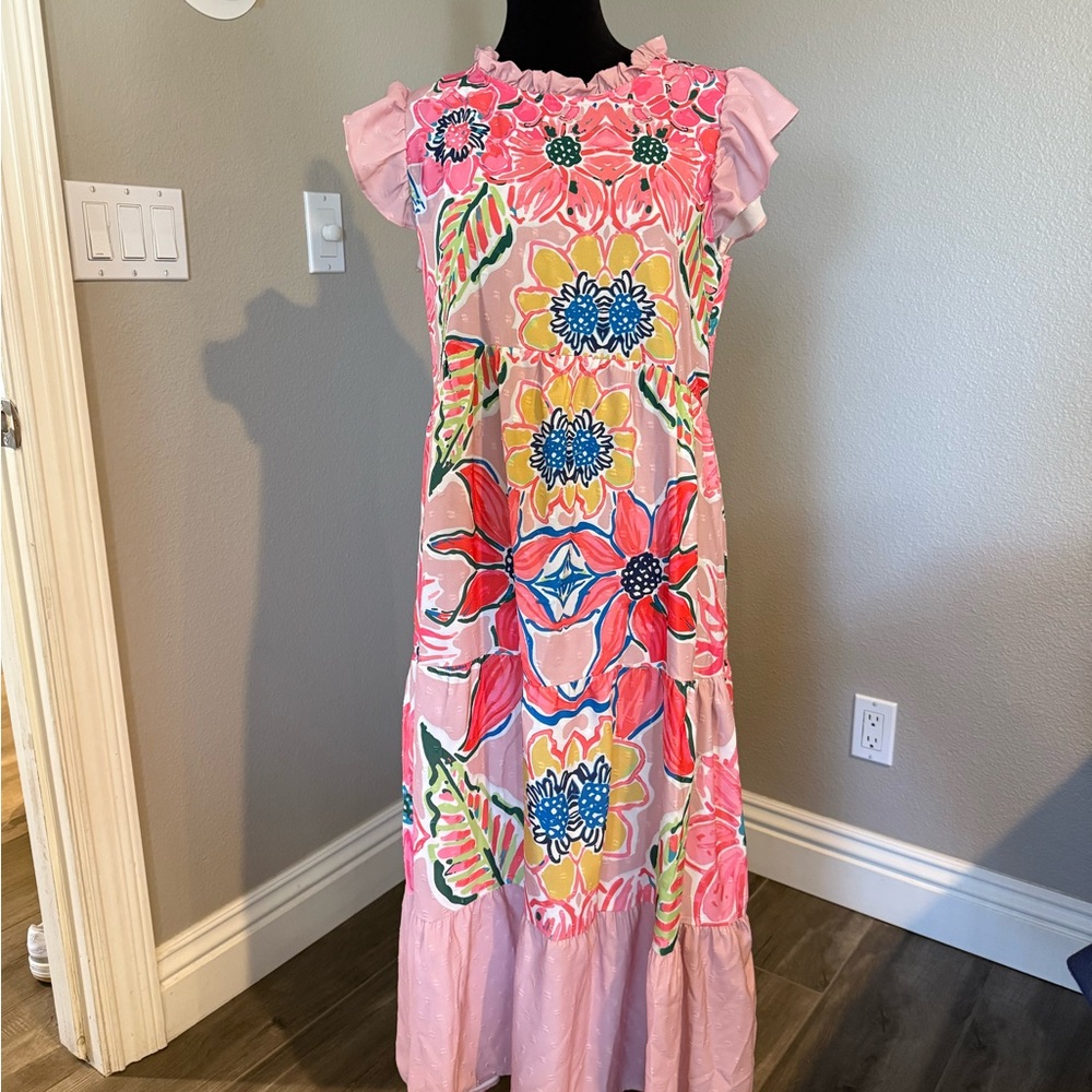 Lilly Pulitzer Floral Maxi Dress - Pink and Blue